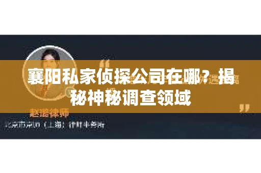 襄阳私家侦探公司在哪？揭秘神秘调查领域