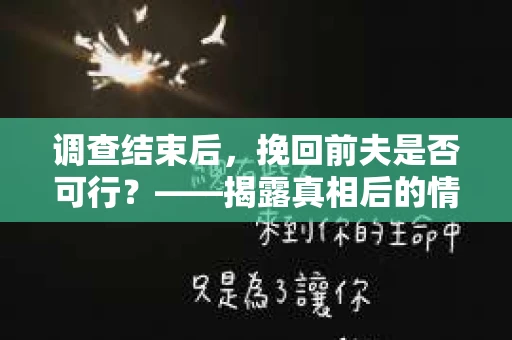 调查结束后，挽回前夫是否可行？——揭露真相后的情感疗愈与人生决策